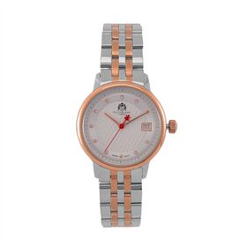 William Hunt – Schweizer Uhrwerk, Saphirglas, Weißer Zirkonia, Edelstahlarmband 19 cm, Rosé-Bicolor