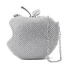 Apple-Clutch mit Kristallverzierung, 15x11,5 cm, Silber image number 0