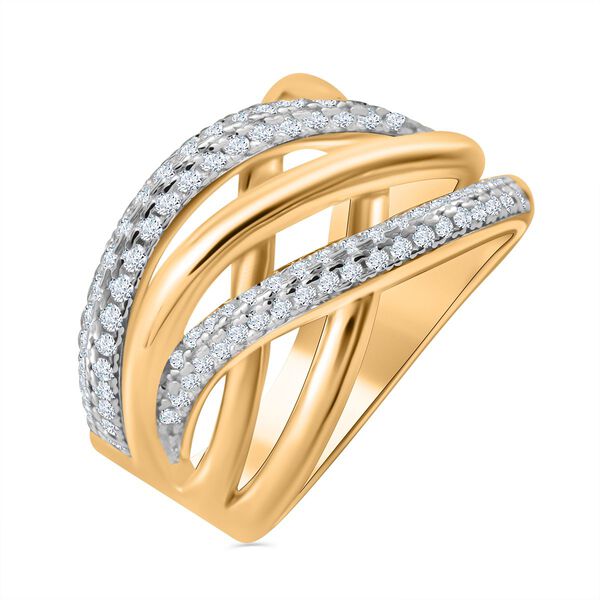 LUSTRO STELLA -  Weißer Zirkonia Ring, 925 Silber 750 Gelb Vergoldet (Größe 19.00) image number 2