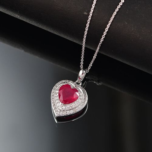 Afrikanischer Rubin  und Zirkon Anhänger mit 45cm Kette - 3,74 ct. image number 1