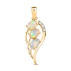 D'Joy AA Natürlicher, äthiopischer Welo Opal, Weißer Zirkon Anhänger 925 Silber 750 Gelb Vergoldet (10-15 Werktage Lieferzeit) ca. 1.00 ct