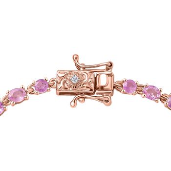 D joy Ilakaka Rosa Saphir (Fissure gef&uuml;llt) Armband ca. 19 cm 925 Silber 750 Ros&eacute;gold Vermeil ca. 7,08 ct.
