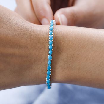 Amerikanisches, nat&uuml;rliches Sleeping Beauty T&uuml;rkis Armband ca. 19 cm 925 Silber platiniert ca. 7.61 ct