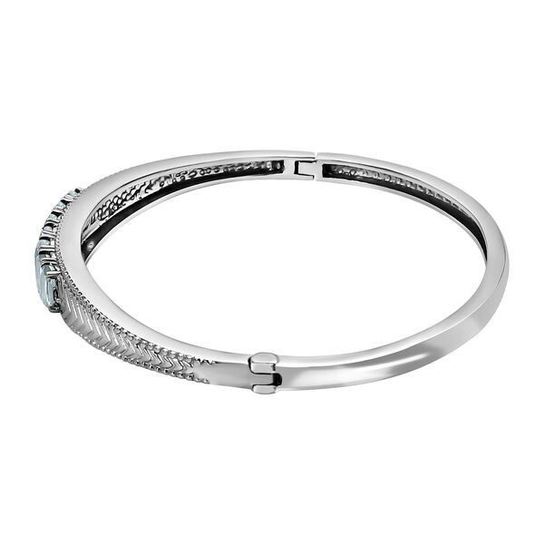 Himmelblauer Topas, Wei&szlig;er Zirkon Armreif ca. 18 cm Edelstahl ca. 3,95 ct. image number 4