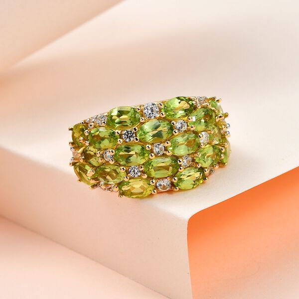 Nat&uuml;rlicher Peridot Ring, 925 Silber vergoldet (Gr&ouml;&szlig;e 16.00) ca. 5.15 ct image number 2