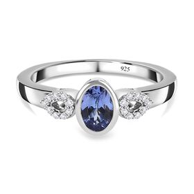 Tansanit und weißer Zirkon-Ring - 0,52 ct.