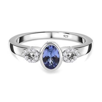 Tansanit und wei&szlig;er Zirkon-Ring - 0,52 ct.