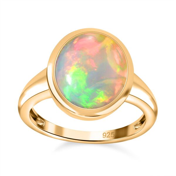 AA Natürlicher, äthiopischer Welo Opal Ring 925 Silber 750 Gelbgold Vermeil (Größe 17.00) ca. 2,81 ct image number 5