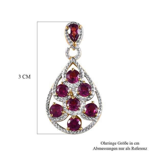Rhodolith Granat Ohrringe 925 Silber Gelbgold Vermeil ca. 3,74 ct. image number 6