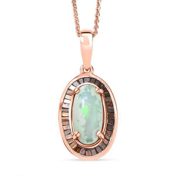 D’Joy AA natürlicher, äthiopischer Welo Opal und roter Diamant Anhänger mit 45cm Kette - 2,45 ct. image number 0