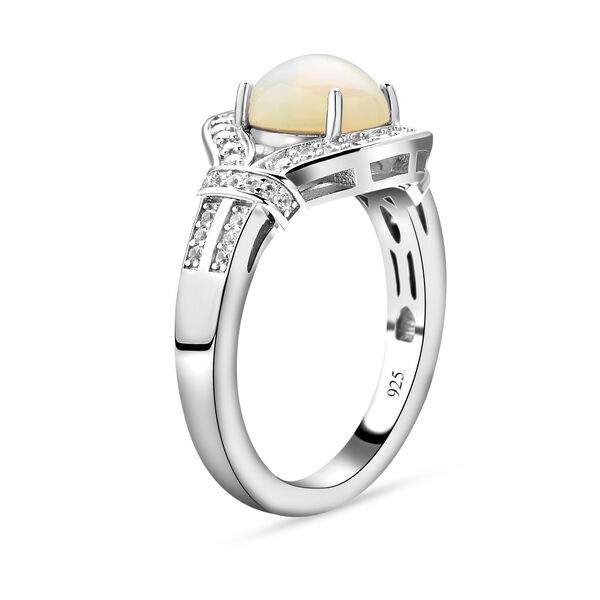 Nat&uuml;rlicher, &auml;thiopischer Opal und wei&szlig;er Zirkon-Ring, 925 Silber rhodiniert  ca. 1,69 ct image number 6