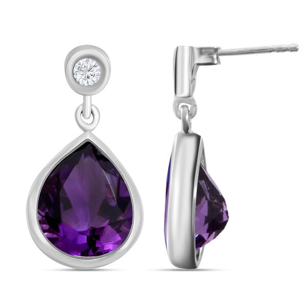 Afrikanische Amethyst und Zirkon-Ohrh&auml;nger in Silber, 7,86 ct. image number 3