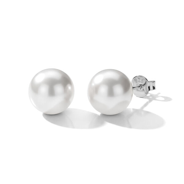 D'Joy Wei&szlig;e Edison Perle (10-11 mm) Ohrringe 925 Silber Rhodiniert