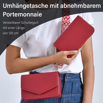 Modische 
Sling-Crossbody-Tasche mit RFID-Schutz, 19 x 12 x 7 cm, Rot