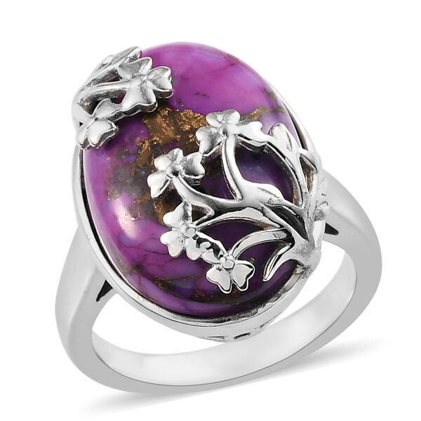 Lila Mojave T&uuml;rkis-Ring, Ionenbeschichtetes Messing  ca. 11,03 ct image number 4