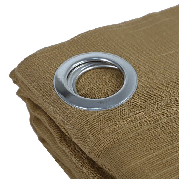 2er Set: Paar Vorhänge in Leinenoptik mit Ösen, Hellbraun image number 5