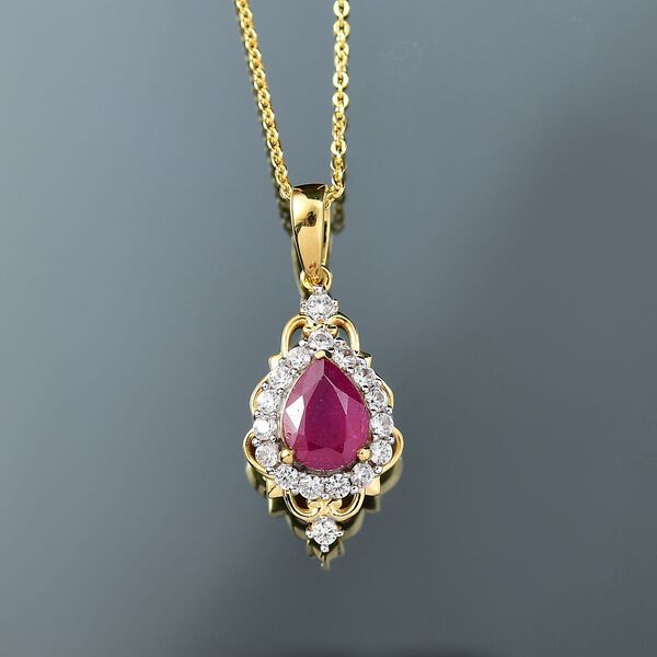 Afrikanischer Rubin und Zirkon Anhänger mit  45cm Kette - 2 ct. image number 1