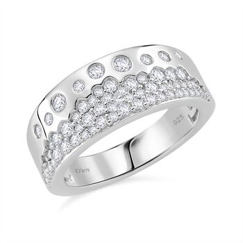 Moissanit Ring 925 Silber rhodiniert (Gr&ouml;&szlig;e 17.00) ca. 0,76 ct