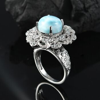 Larimar, himmelblauer Topas und Zirkon Ring - 8,91 ct.