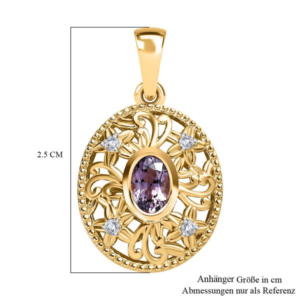 AA Natürlicher Tansanischer Lavendel-Spinell, Weißer Zirkon Anhänger 925 Silber vergoldet ca. 0.62 ct image number 6