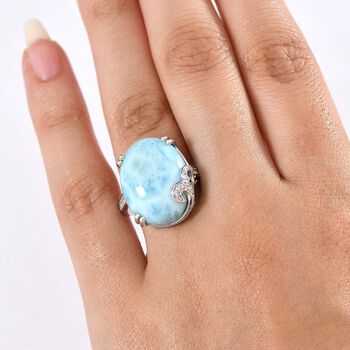 D'Joy Larimar und Zirkon Ring - 18,43 ct.