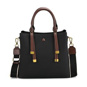 Echtes Leder - Vielseitige Tasche mit abnehmbarem Schulterriemen, 30x14x24 cm, Schwarz
