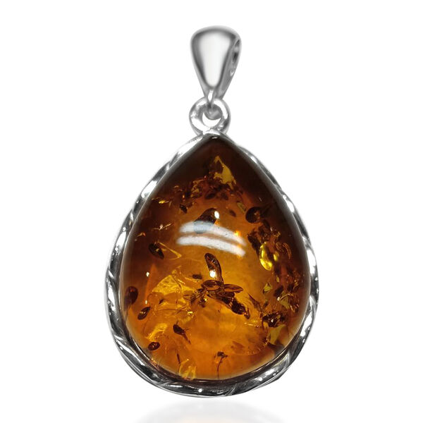 Bernstein Anhänger, 925 Silber image number 0