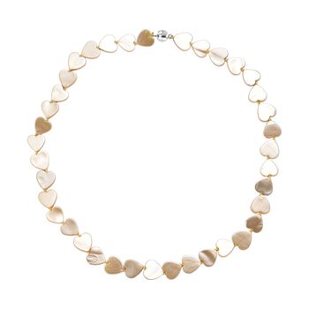 Goldene Farbe Muschelkernperle Halskette ca. 50 cm 316L Edelstahl