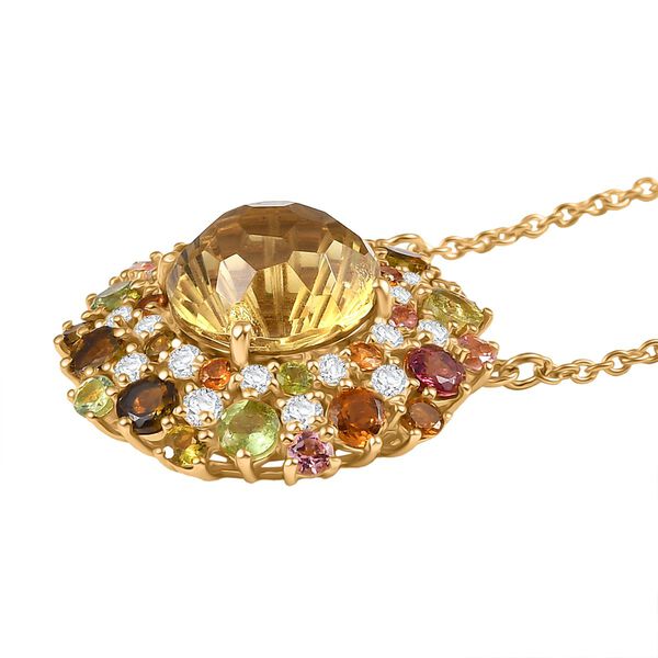 AA Citrin, Multi-Turmalin und Moissanit Halskette, 45cm - 10,42 ct. image number 4