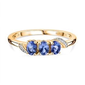 AA Tansanit Ring 925 Silber 750 Gelb Vergoldet (Größe 17.00) ca. 0,55 ct AA Tansanit Ring 925 Silber 750 Gelb Vergoldet (Größe 17.00) ca. 0,55 ct