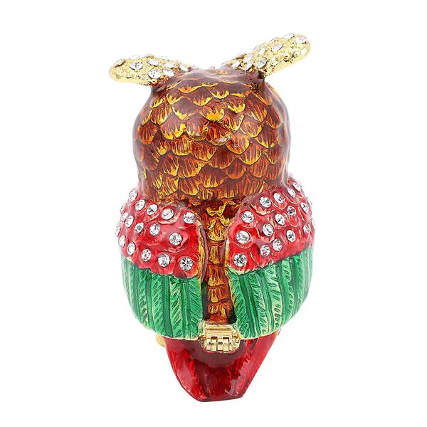 Tablettend&ouml;schen mit wei&szlig;en Kristallen, emailliert, Mehrfarbig, Eule image number 3