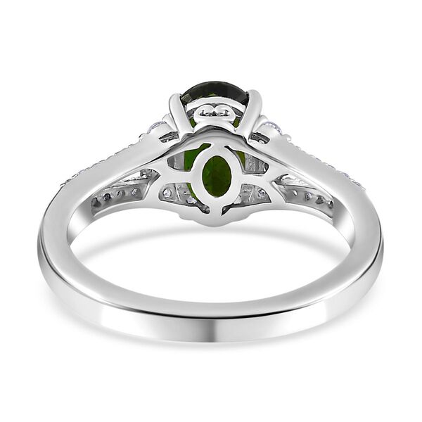 Natürlicher Chromdiopsid, Weißer Zirkon Ring, 925 Silber platiniert, (Größe 21.00) ca. 1.71 ct image number 6