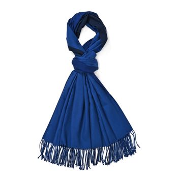 Eleganter Ombre-Schal mit Fransen, 68x180 cm, Meerblau