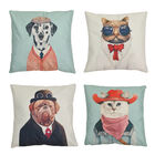 4er-Set bedruckter Kissenbezug, Größe 45x45 cm, Hunde und Katzen