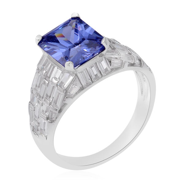 LUSTRO STELLA - blauer und wei&szlig;er Zirkonia-Ring in Silber, 6,57 ct. image number 3