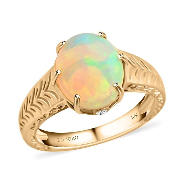 LUXORO zertifiziert und gepr&uuml;ft AAA nat&uuml;rlicher, &auml;thiopischer Welo Opal und Diamant Ring in 417 Gold - 2,10 ct. image number 0