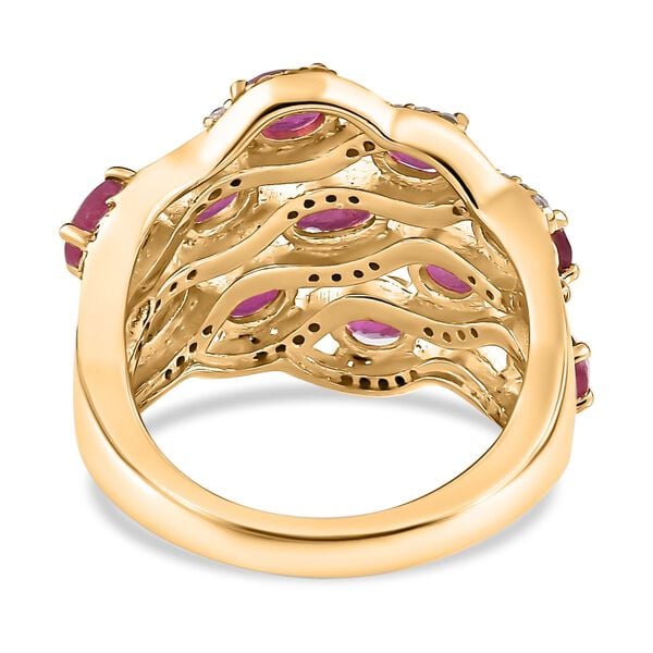Afrikanischer Rubin (Fissure gefüllt) Ring, 925 Silber Gelbgold Vermeil (Größe 18.00) ca. 3.54 ct image number 6