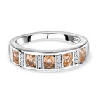AA Ceylon kaiserlicher Granat und weißer Zirkon-Ring, 925 Silber platiniert (Größe 19.00) ca. 1.24 ct