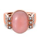 Natürlicher Peruanischer Rosa-Opal und weißer Zirkon Ring, 925 Silber Roségold Vermeil, (Größe 19.00) ca. 7.83 ct