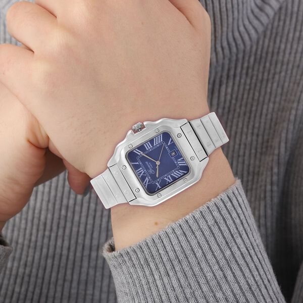 GENOA - Elegante Japan-Uhr mit Datumsfunktion, IPS-versilbertem Gehäuse, römischen Ziffern, Edelstahlarmband, 3 ATM Wasserdichtigkeit, 20 cm image number 3