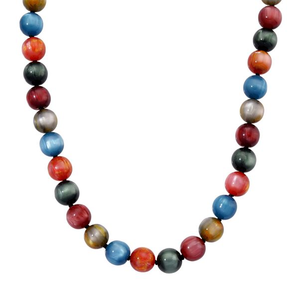 Simulierte, mehrfarbige Katzenauge Halskette, 45+5cm - 340 ct.