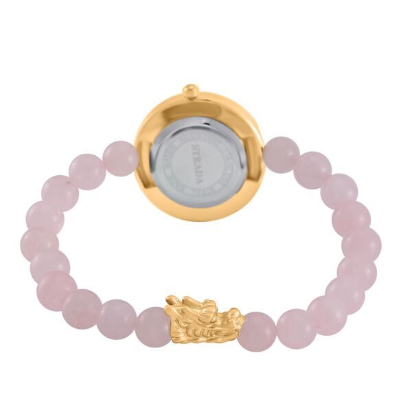 Rosenquarz Uhren Reiner Edelstahl Bicolor flexibel ca. 50,00 ct. image number 5