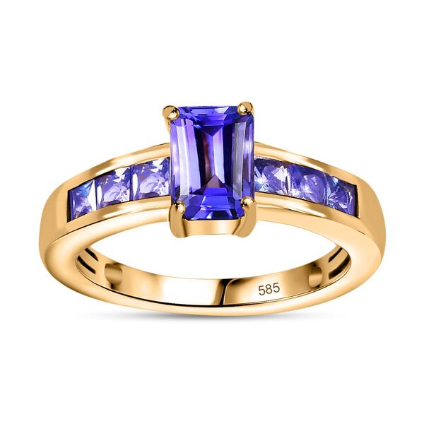 AAA Tansanit (Oktagon Schliff) und AA Tansanit (Carr&egrave; Schliff) Ring in 585 Gold - 1,76 ct. image number 8