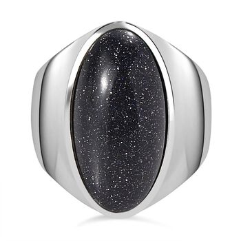 Blauer Sandstein Ring Edelstahl (Gr&ouml;&szlig;e 17.00) ca. 9,66 ct