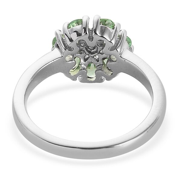 AAA Tsavorit Granat und Zirkon Solit&auml;r Ring 925 Silber Platin-&Uuml;berzug image number 5