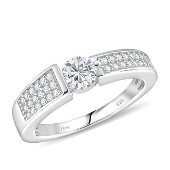 Moissanit Ring 925 Silber rhodiniert (Gr&ouml;&szlig;e 18.00) ca. 0,70 ct