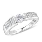 Moissanit Ring 925 Silber rhodiniert (Größe 18.00) ca. 0,70 ct