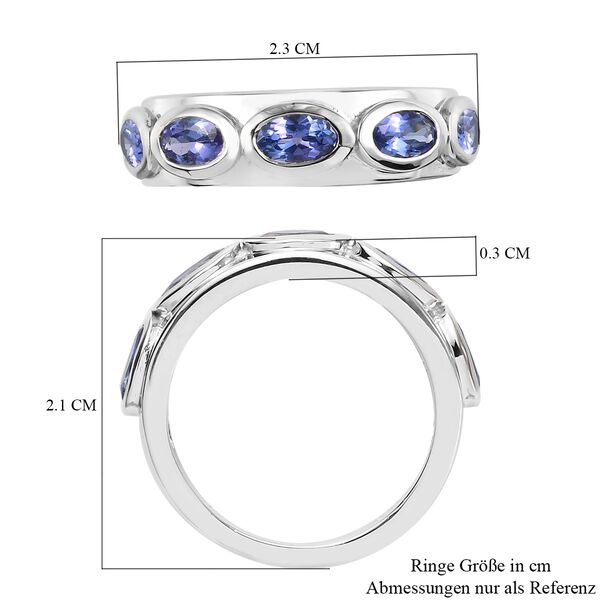 AA Tansanit 5 Stein Ring 925 Silber Platin-&Uuml;berzug image number 6