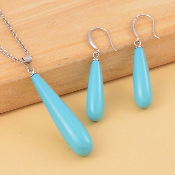 Blaues Muschelkernperle-Schmuckset image number 1