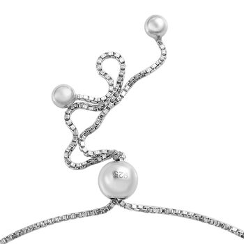 Gr&uuml;nes Jade-Bolo-Armband, ca. 16-26 cm, 925 Silber platiniert ca. 4,62 ct